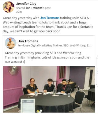 LinkedIn SEO Training Testimonial