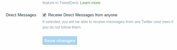 Twitter Direct Message Settings