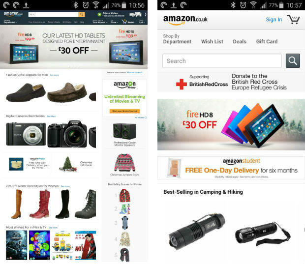 Amazon Desktop and Mobile