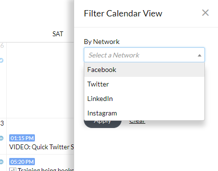Zoho Social Calendar Filters