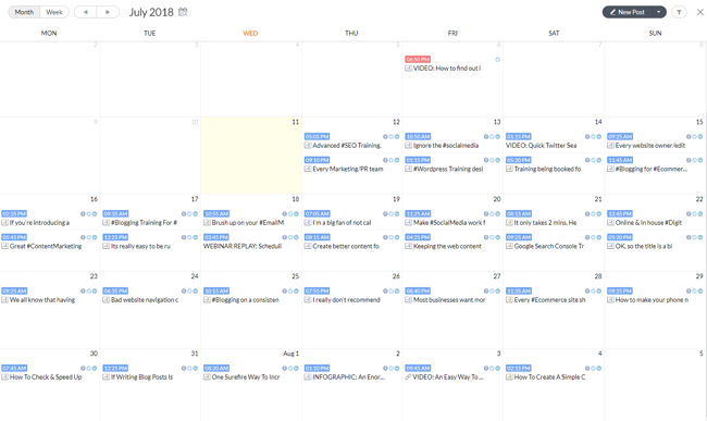 Zoho Social Calendar