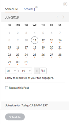 Zoho Social Post Composer Calendar